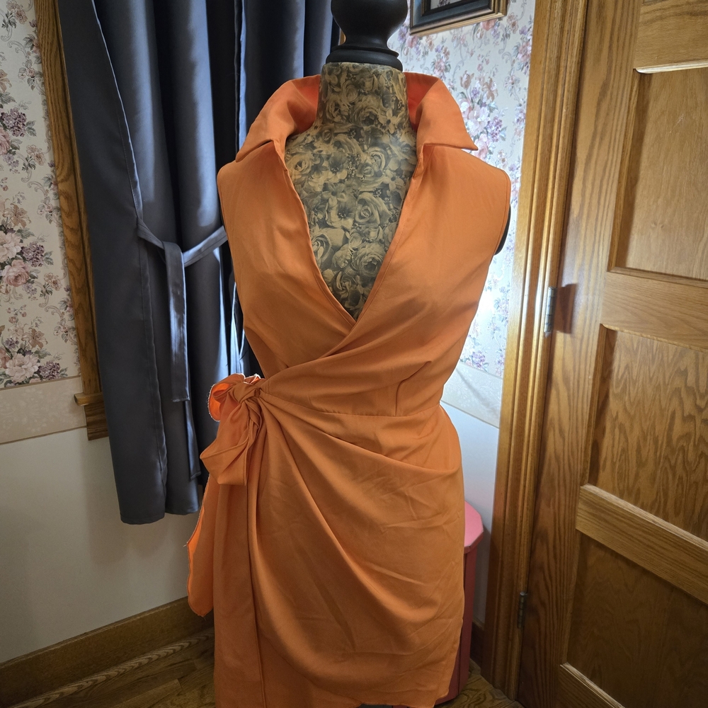 Gorgeous SHEIN Orange Wrap Dress with Tie-Easy care/Travel-ready!